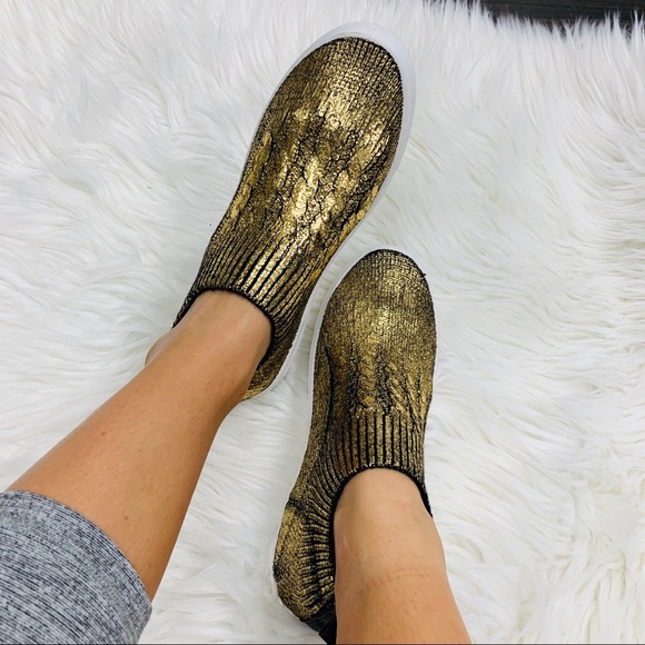 Gold glitter sock sneaker - Picture 3 of 6